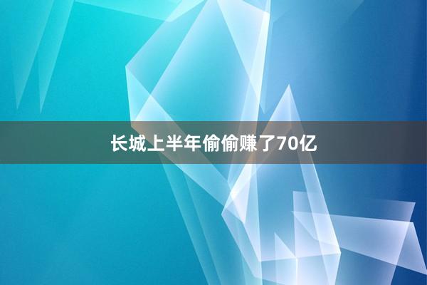 长城上半年偷偷赚了70亿