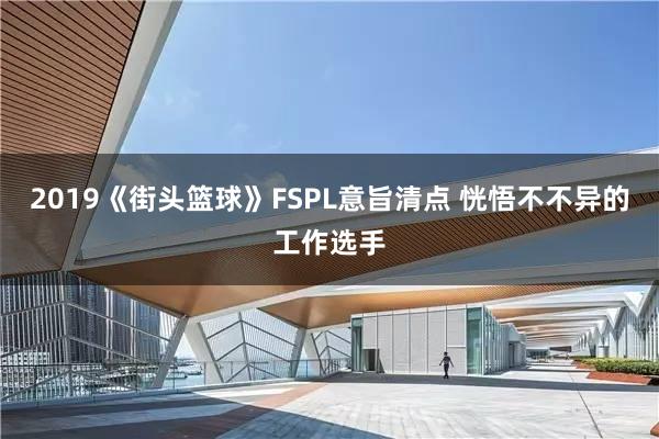 2019《街头篮球》FSPL意旨清点 恍悟不不异的工作选手