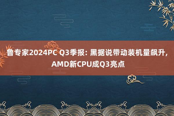 鲁专家2024PC Q3季报: 黑据说带动装机量飙升, AMD新CPU成Q3亮点